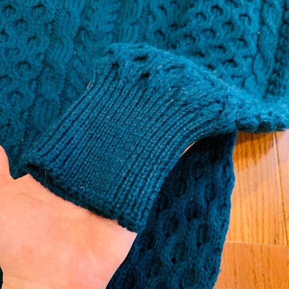 Country Knitwear Irish Wool Sweater Cable Knit Large Green Made In Ireland - Picture 5 of 16